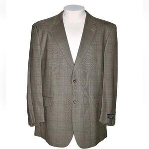 NWT Jos A Bank Blazer Sport Coat  Greenish Gray Windowpane Check Silk Wool 48